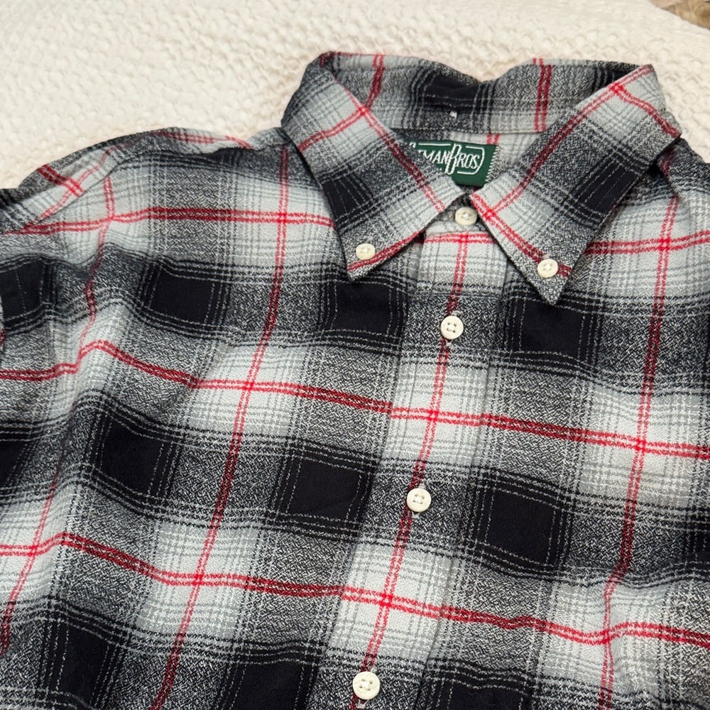 Gitman Bros Flannel Black and Red Plaid Men's Shirt With Pocket